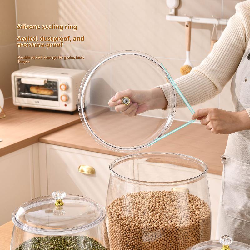 Transparent Flour Grains Storage Jar With Lid Sealed Grains Storage Box Wide Mouth Candy Cookie Jar Tea Kitchen Organizer