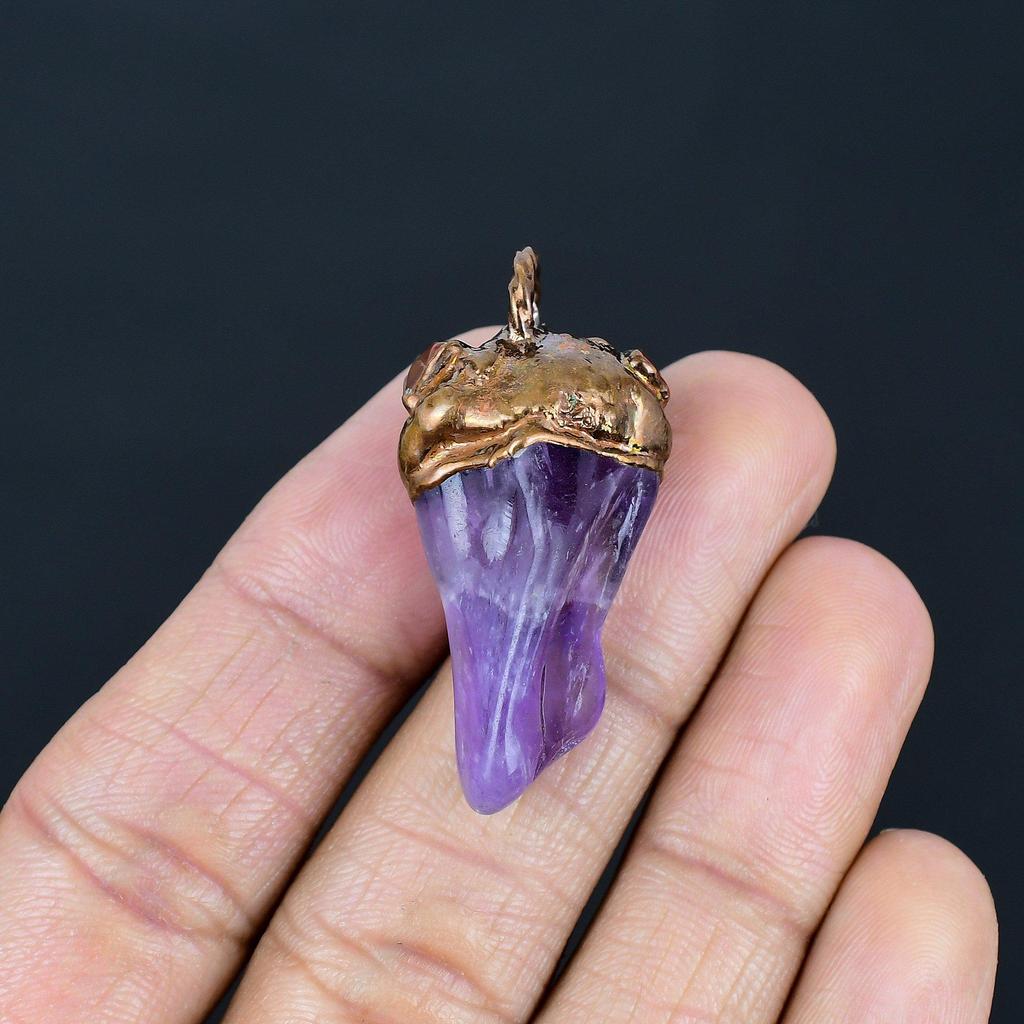 Amethyst Pendant Gemstone Jewelry, Copper Electroformed Pendant, Gift For Women Handmade Pendant