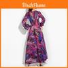 Elegante Abito Lungo in Chiffon Boho a Manica Lunga da Donna per Eventi Serale