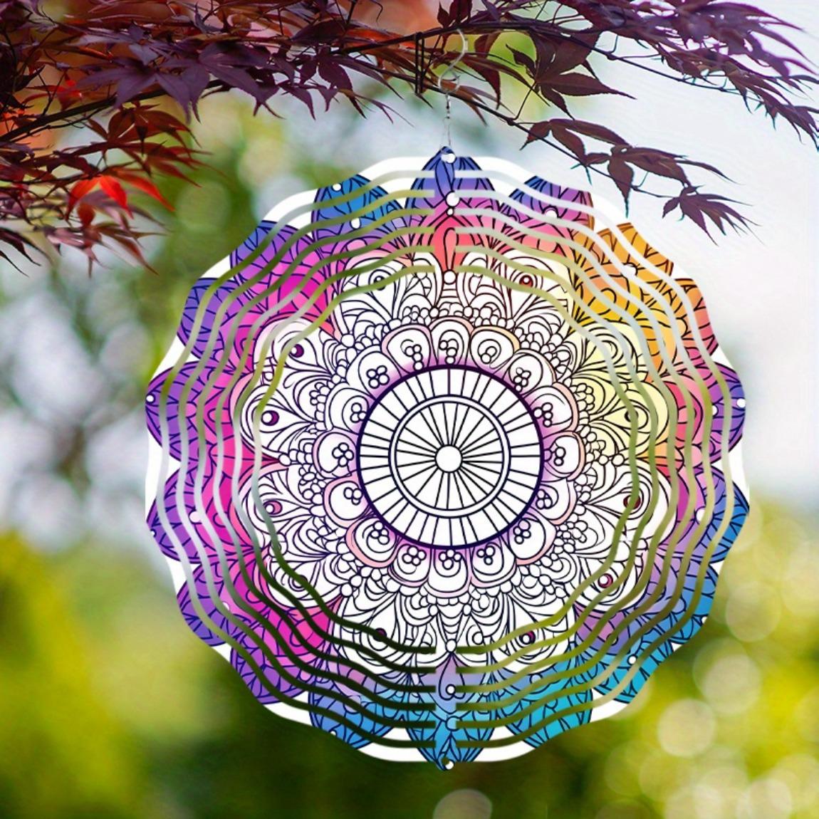

Floral Mandala Wind Chime Metal Dynamic Sculpture for Halloween Indoor Outdoor Courtyard Garden Decorations 01A