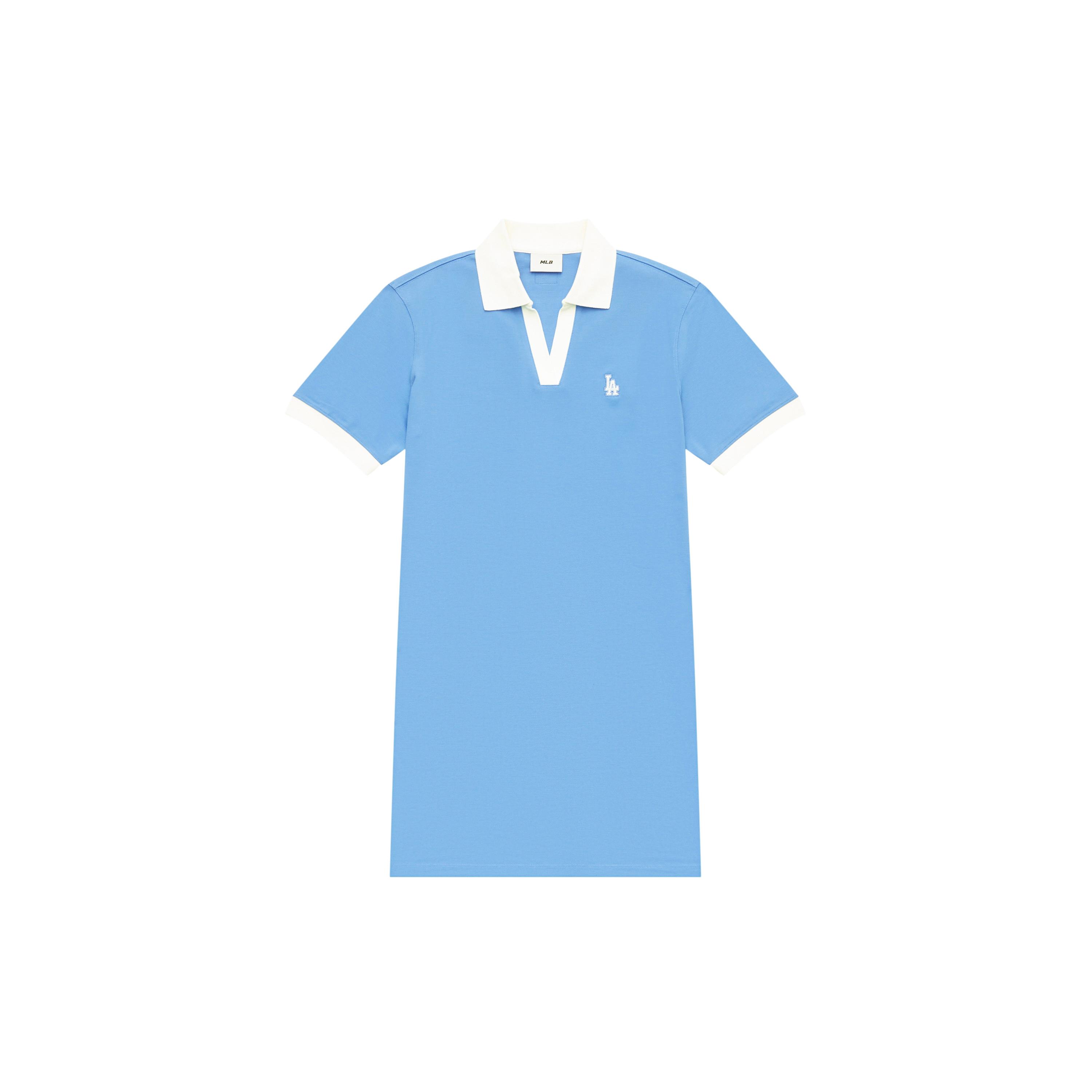 

New MLB Base Logo Short Sleeved Dresses Women s Blue 3FOPB0343-07BLL XS