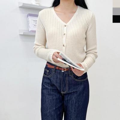 New ArriValS Open Run Slim Fit Rib V Neck Women S Cardigan 3color
