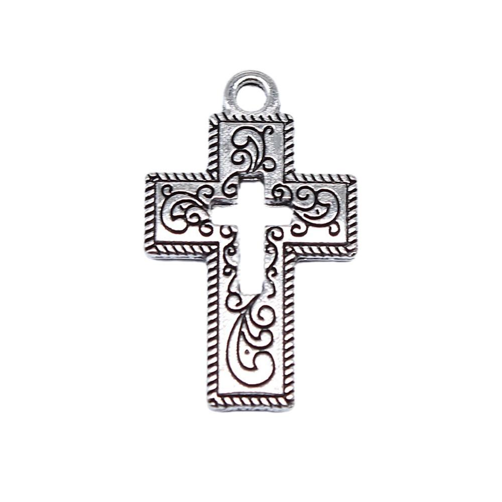 Vintage Cross Charms Multi Color Alloy Pendants For Religious Christian Jewelry