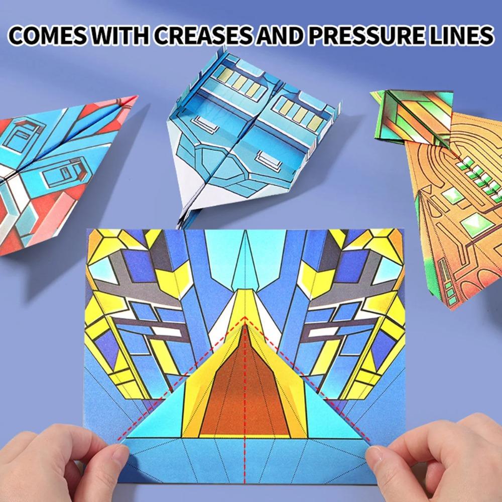 Kit per aeroplani di carta con 12 design classici, Carta origami colorata, Aeroplani da record mondiale, Aeroplani per studenti scolastici(Scava