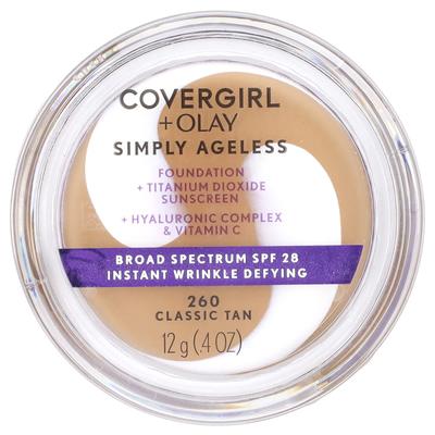 Olay Simply Ageless Foundation, SPF 28, 260 Classic Tan, 12 G (0.4 Oz)