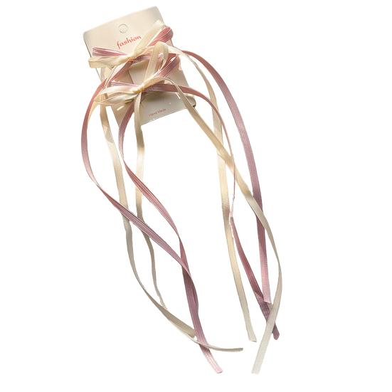 2 шт. Резинка для волос Двухслойная Мягкая ткань Длинная лента Ручная вышивка Бант Декор Резинка для волос Прически принцессы Универсальный аксессуар для волос A