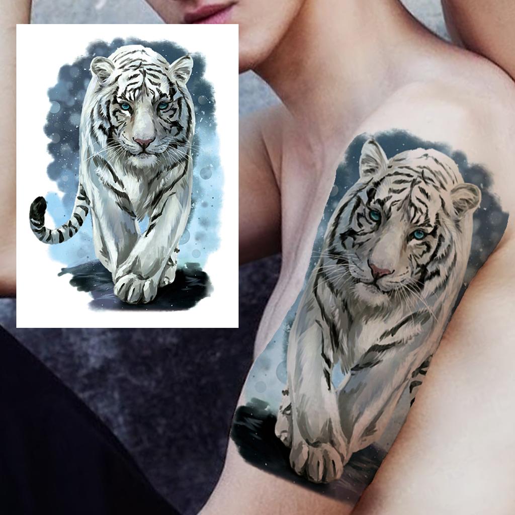 Grande tigre tatuaggio temporaneo per donne uomini bambini ragazze acquerello leopardo leone adesivo tatuaggio falso usa e getta tatuaggi wasit forniture