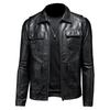 Spring and Autumn Leather Jackets for Men, Korean Style, Trendy and Cool Autumn Short Motorcycle Jacket, Black Leather Jacket 7285