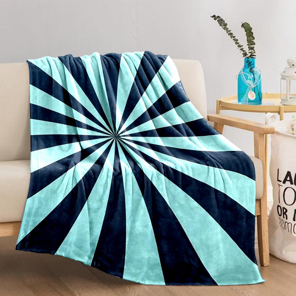 Blue and Black Geometric Starburst Pattern blanket for Living Room blanket, suitable for use in the bedroom, living room, on the sofa
