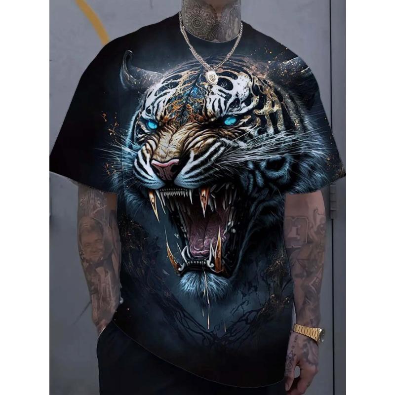 

Мужские футболки с 3D-принтом с животным тигром, топы, футболки, летняя женская уличная мода, унисекс футболка S