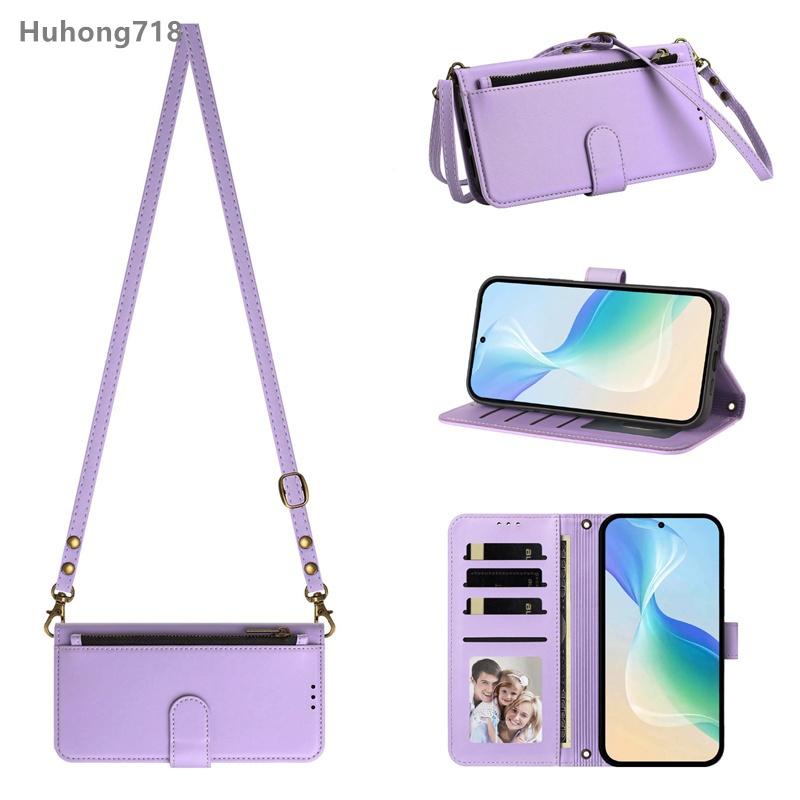 For Honor X6 X6A X6B X6S X7A X7b X7C X7E X8 X8A X8B X9 X9A X9b 4G 5G Case Zipper Coin Purse Flip Leather Cover Crossbody Bag Wireless Charging