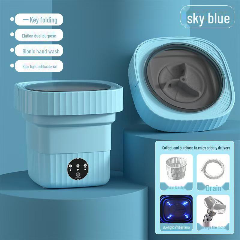 

Компактная складная автоматическая мини-стиральная машина для нижнего белья и носков 6L небесно-голубой