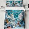 Ocean Coral Reef Bedding Set Blue Sea Life Print Bedding With Duvet Cover & Pillowcases For Bedroom