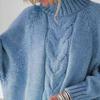 Suéter de mujer Tops Cuello medio alto Manga larga con alas de murciélago Suéter de punto de color sólido