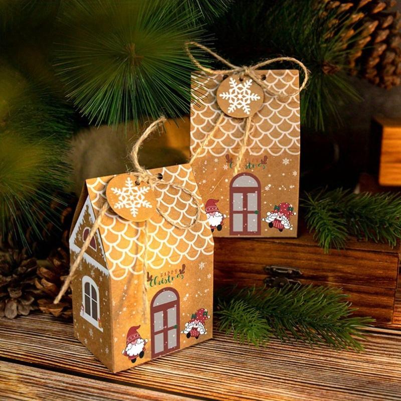 24-Piece Christmas Candy Apple Box Gift Packing Box Kraft Paper Bag Holiday Gift Box