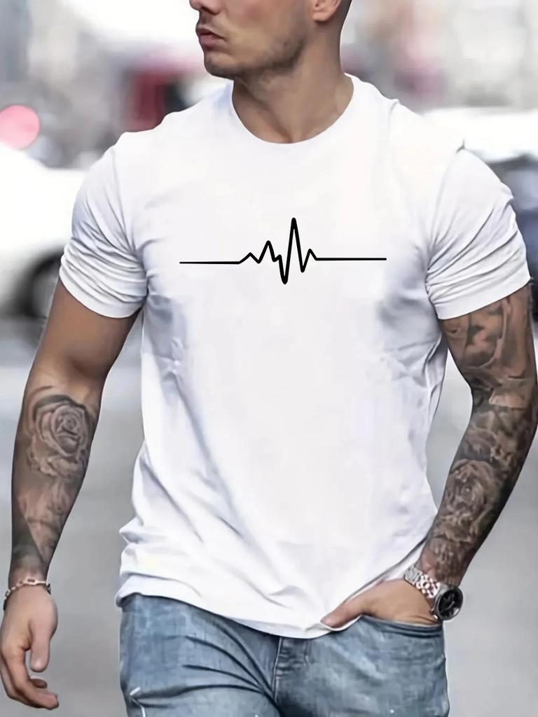 Herren 100% Baumwolle Sommer lockere Größe Kreativ Grafik bedruckt Slim Fit Casual Sport Rundhals Kurzarm T-Shirt Top
