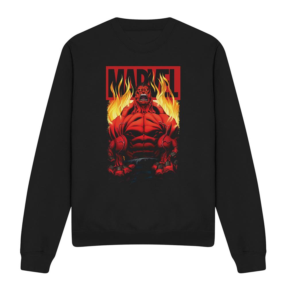 Marvel Unisex Adult Red Hulk Fire Sweatshirt
