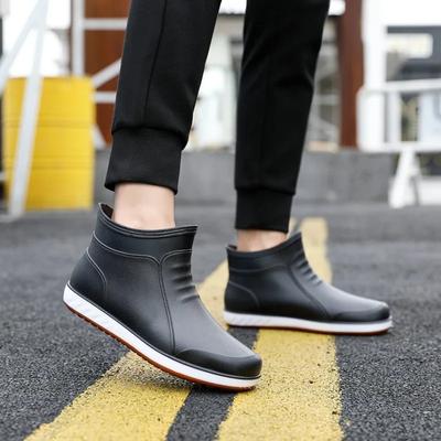 Modne Modne męskie buty przeciwdeszczowe na wiosnę i jesień, codzienne, lekkie, wodoodporne i antypoślizgowe, gumowe buty do kuchni, myjni samochodowej, pracy