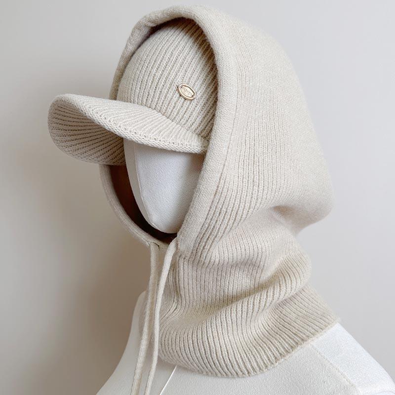 Scarf neck cover integrated versatile thickened autumn and winter fake collar hat women's ear protectors knitted hat hooded collar wool hat