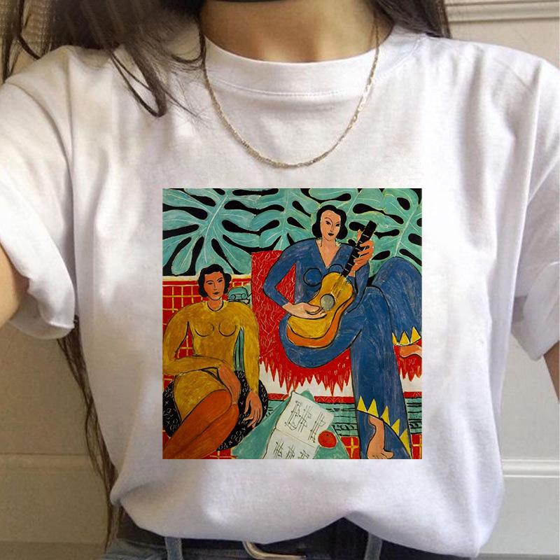 T-Shirt Women Summer Harajuku Art Painting Print Ladies Tee Tops Casual Short Sleeve Fashion Streetwear 2025 Tee Shirt Femme