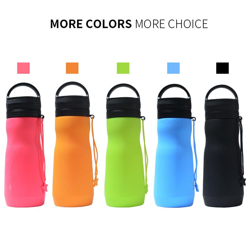 750ML Collapsible Water Bottle, Reuseable BPA Free Silicone Foldable Bottles Portable Hiking Cup For Outdoor Mountaineering Tour