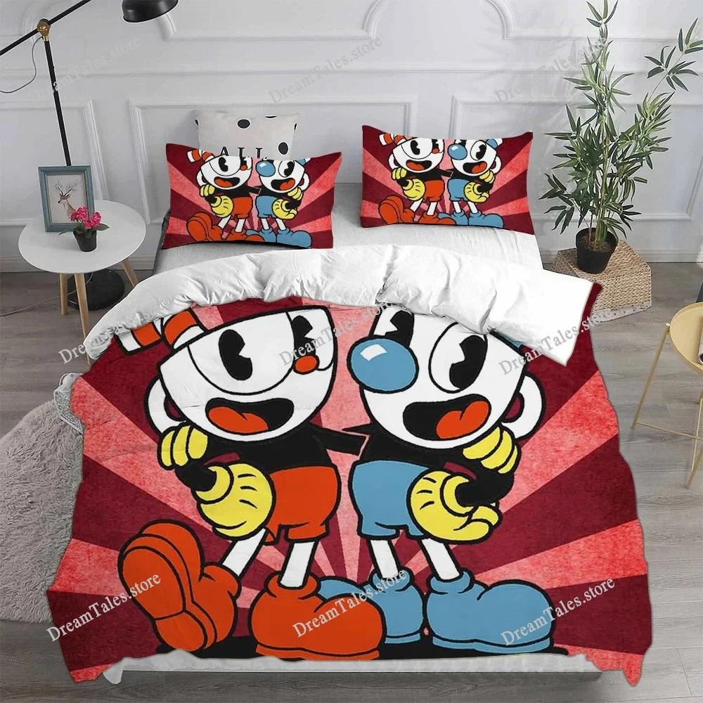 Cute Cartoon Game Cuphead Duvet Cover Pillowcase Bedding Set Adult Boy Girl Bedroom Decoration Children Gift Single Double Large