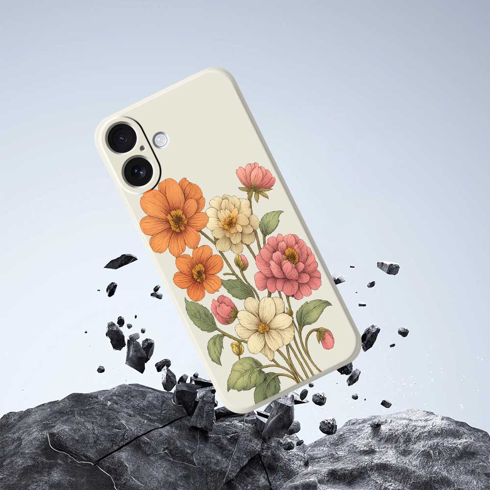 For iPhone 17 Case Beautiful Flowers Pattern Printing Straight Edge TPU Phone Back Cover