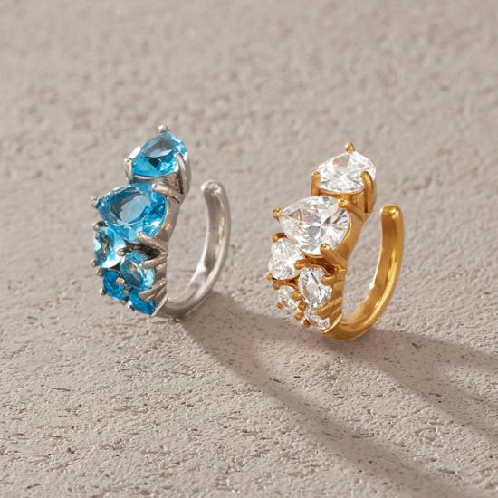 1Pcs Stainless Steel White CZ Zircon Clip Earring Cuff for Women 18K Gold Plated Stackable Cartilage No Piercing Jewelry