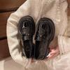 British style small leather shoes women's spring 2025 new metal butterfly platform loafers one pedal with skirt single shoes