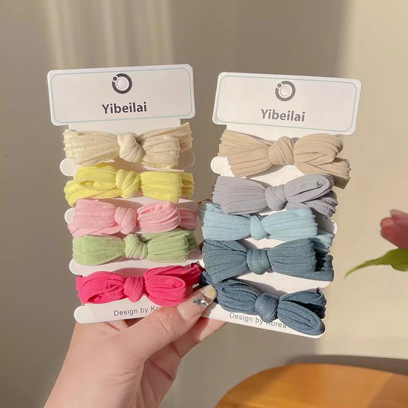 

5/10 шт. простые банты для волос, цветные эластичные бесследные резинки для хвоста для женщин и девочек, милые аксессуары для волос