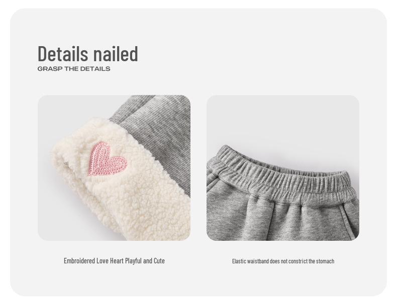 Girls' Winter Fleece-Lined Antibacterial Pants - Thickened, Temperature Locking, Straight Fit