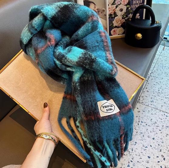 Mohair red premium atmosphere scarf women's winter Korean version versatile thickened Mohai plush scarf warm card