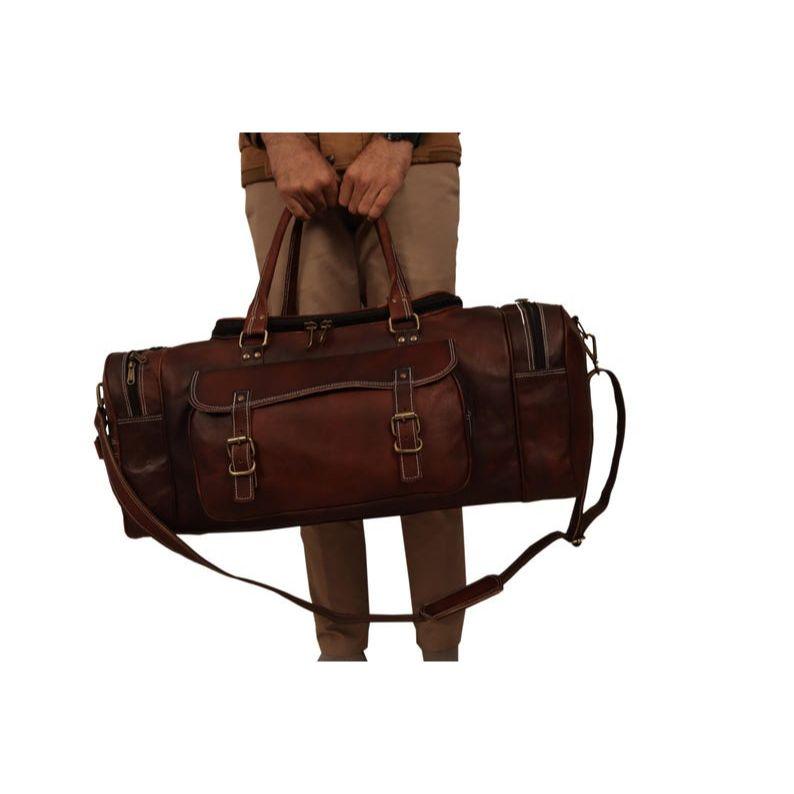 

Сумка-даффл из кожи темно-коричневого цвета ручной работы, винтажный стиль, для выходных 24 x 11 x 9 in