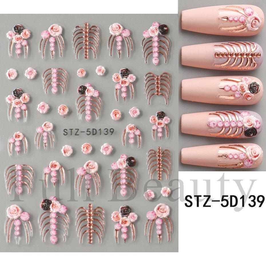 1PC embossed 5D liquid metal star, moon, and heart clock nail sticker, adhesive nail art sticker, holiday gift.