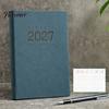 A5 Portable Planner 2027 Daily Monthly Agenda, Vintage Sheepskin Texture Cover, Efficient Time Management Tool Thick Paper Book for Business