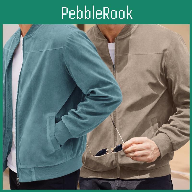 Mens Suede Jackets New For Spring And Fall Vintage Style Solid Color Zipper Windproof Motorcycle And Bomber Jackets
