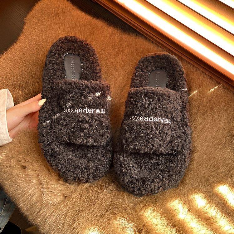 

Интернет-знаменитости толстоподошвенные плюшевые тапочки из кудрявой шерсти тедди женская обувь носить новые осень и зима плюшевые тапочки на хлопковой подкладке 40 тёмно-синий