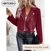 Women's Vintage Casual Solid Color Print Autumn Winter Long Sleeve POLO Neck Jackets & Coats