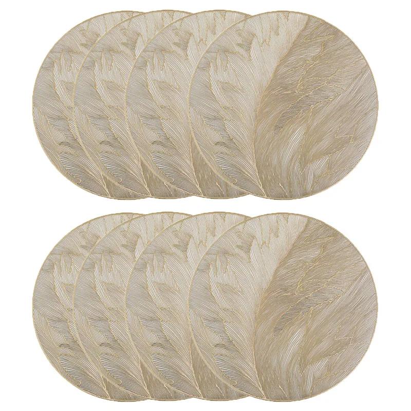 Round Vinyl Placemats Pressed Heat Resistant Non-Slip Table Mats for Dinner Wedding Party Holiday Table Decoration