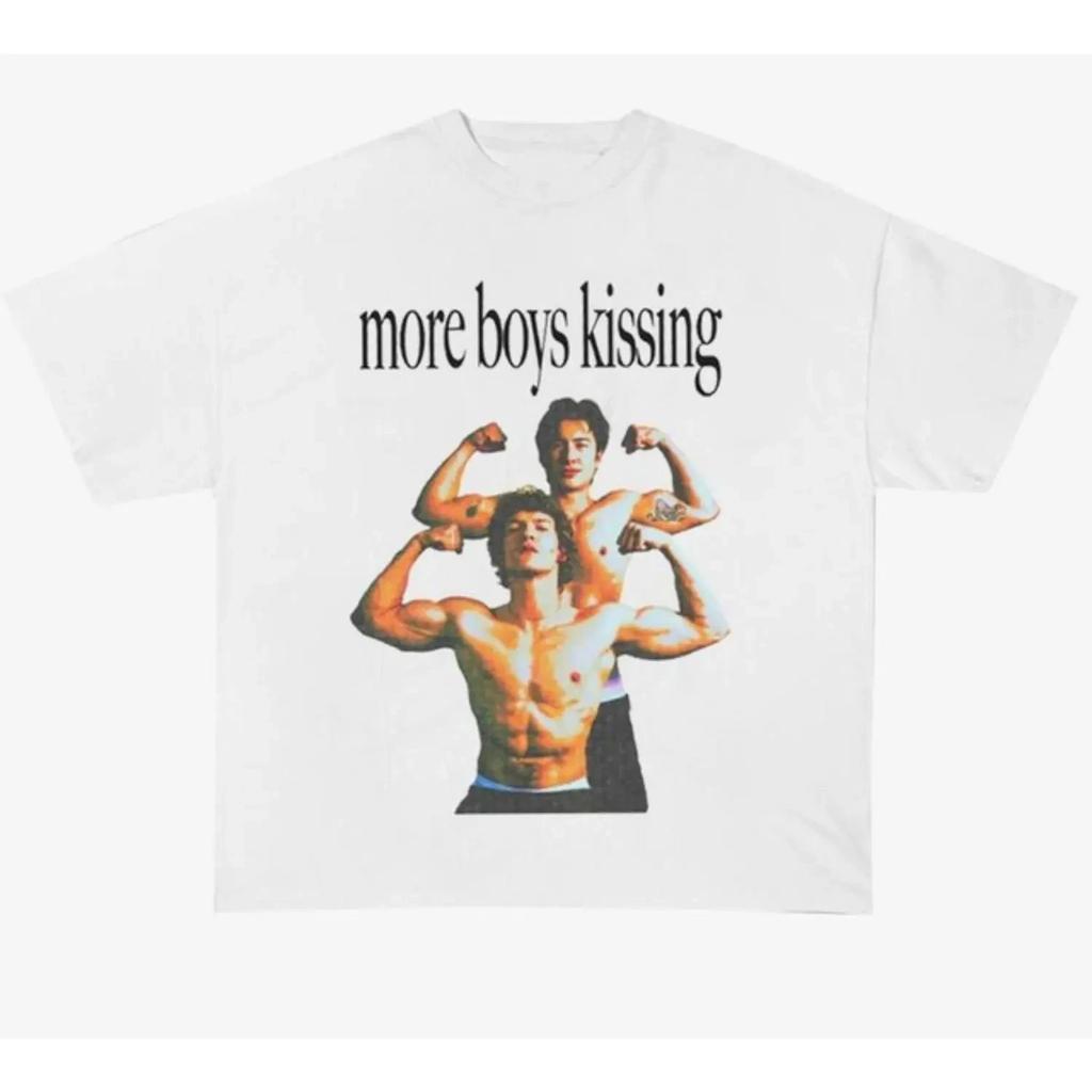More Boys Kissing Funny Graphic Tee Shirt Trending Graphic Tee Y2k Retro Graphic Print Harajuku Unisex Unisex Tee Vintage Tops