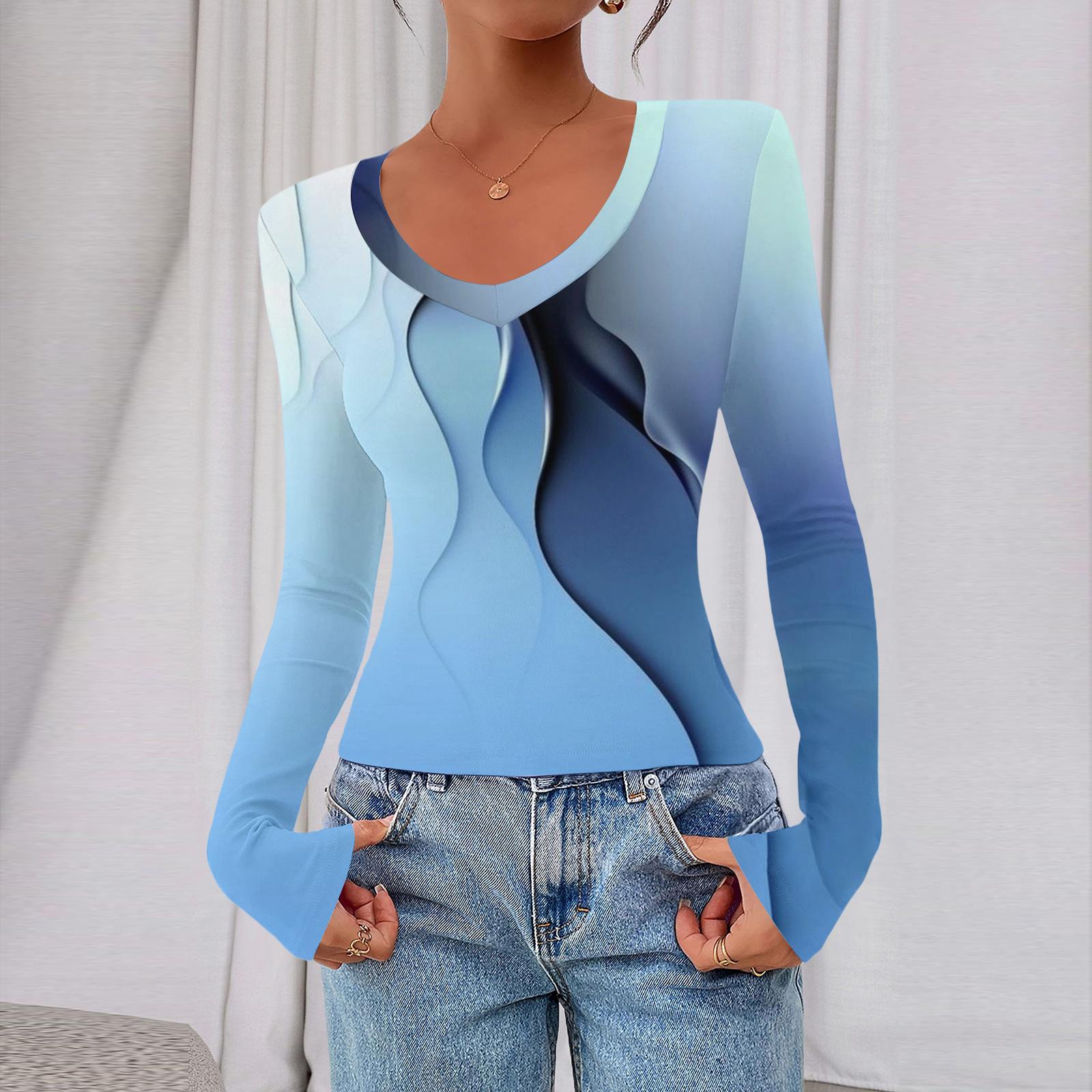 

Women s Casual Fashion Deep V Neck Slim Fit Cropped Floral Print Outing Top XXL синий