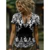 Women's T Shirt Floral Graphic Paisley Bohemia VintageShort Sleeve V Neck Regular Tops Summer Spring