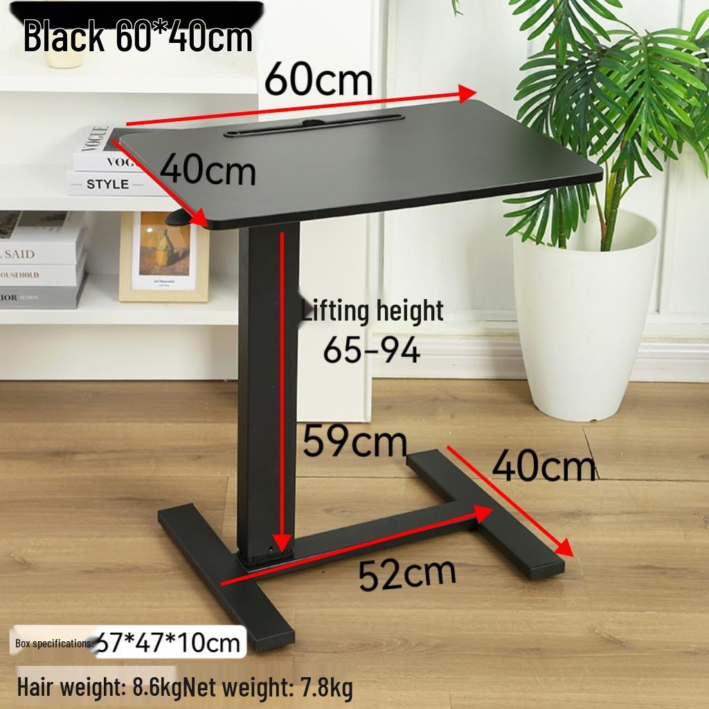Adjustable Double-Sided Folding Bedside Table with Pneumatic Lift for Sofa or Office Use