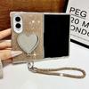 Shiny Rhinestone Heart Mirror Stand Phone Case For Samsung Z Fold 8 Fold8 Ultra Galaxy Z Fold 7 6 5 Plated Frame Glitter Cover