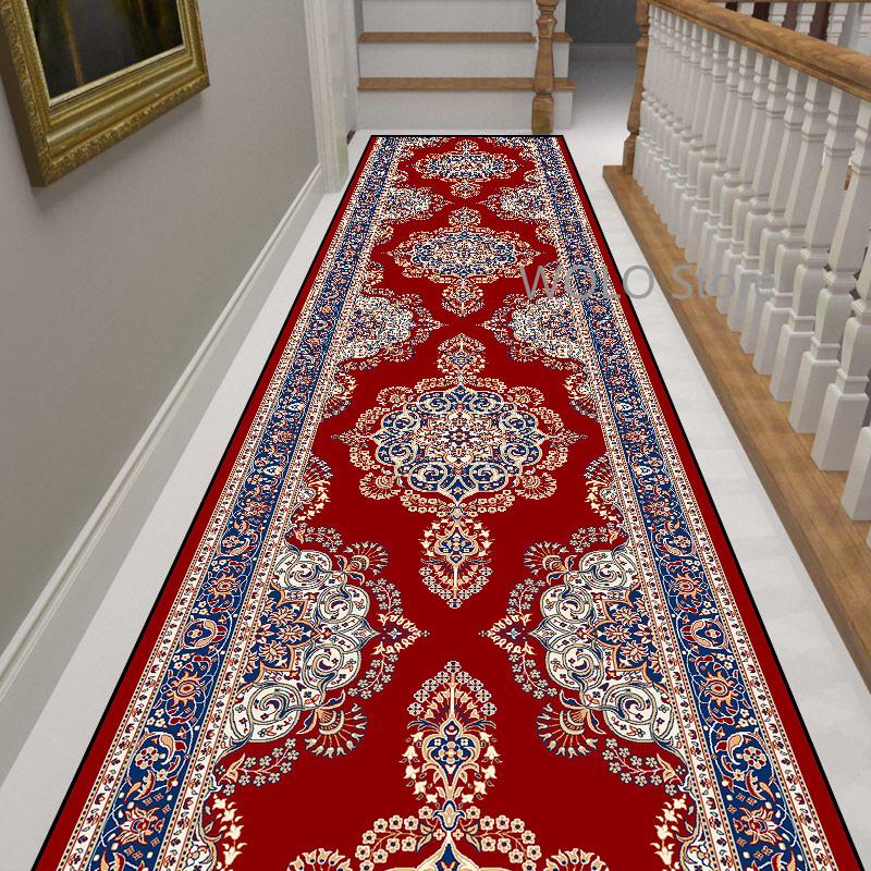

Bohemian Retro Flower Non-slip Long Corridor Carpet Decoration Bedside Hallway Luxury Plush Rug Easy Clean Soft Passageway Mat 60x180cm