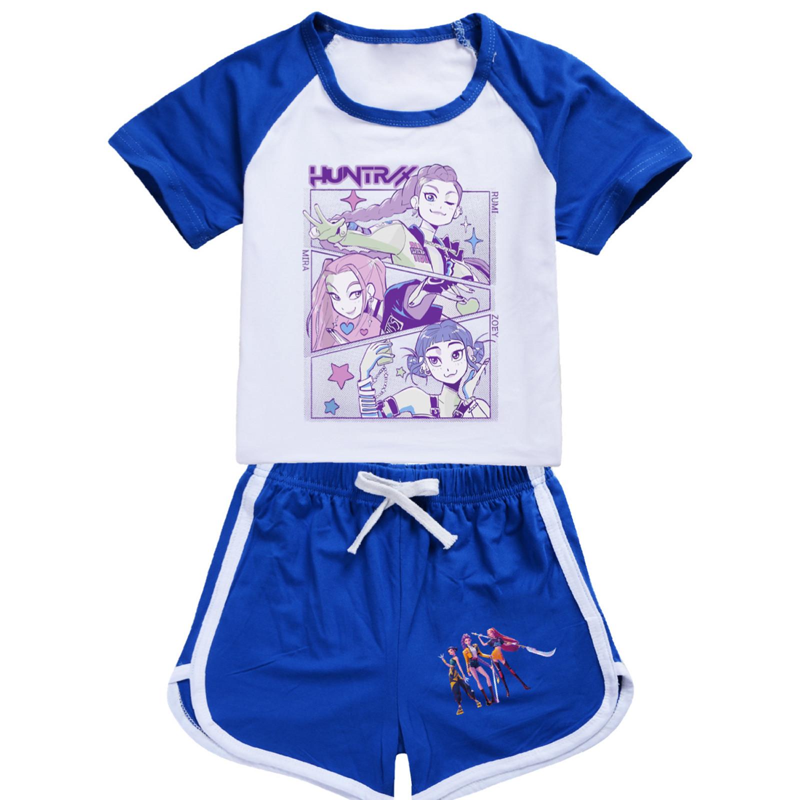 

Kids Summer Sport T-Shirt And Shorts 2 Piece Outfit Tracksuit Set Short Sleeve Print Crop Tops With Clothing Set 130