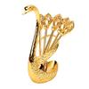 Coffee Spoon Holder Set Metal 6pcs Dessert Spoons and Swan Base Holder for Kitchen Coffee Station Bar Party Tabletop