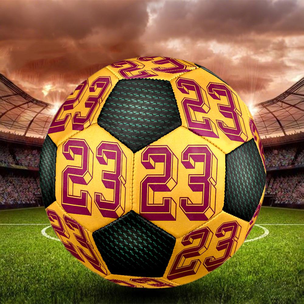 1pc Yellow sports jersey number design Football Soccer Ball Size 5 Indoor Soccer Ball Fashion Colorful Backyard Game -Great For Sports Fans Gift