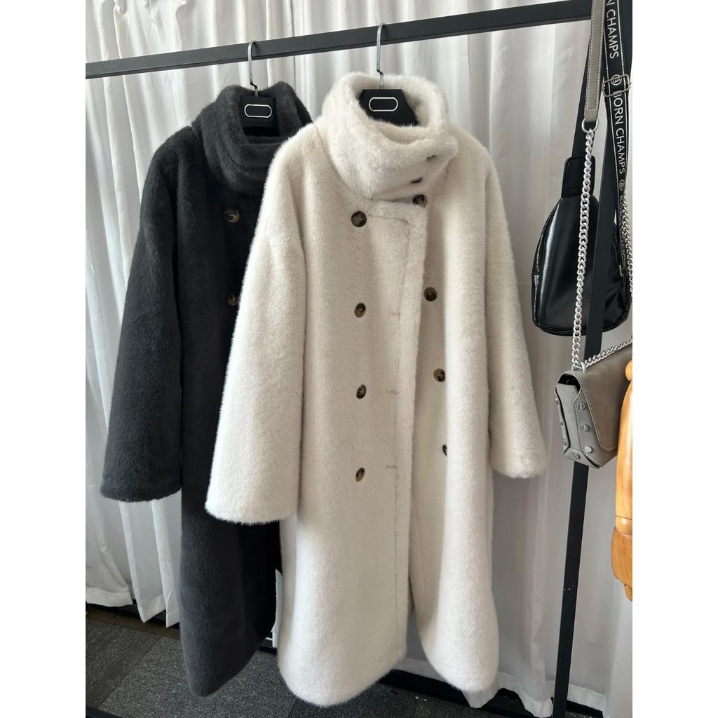 VAYLA Damen Kunstpelz Lange Mäntel Jacken Stehkragen Mantel Dick Warm Y2k Streetwear Jacke Elegant Arbeit Freizeit Oberbekleidung Herbst Winter