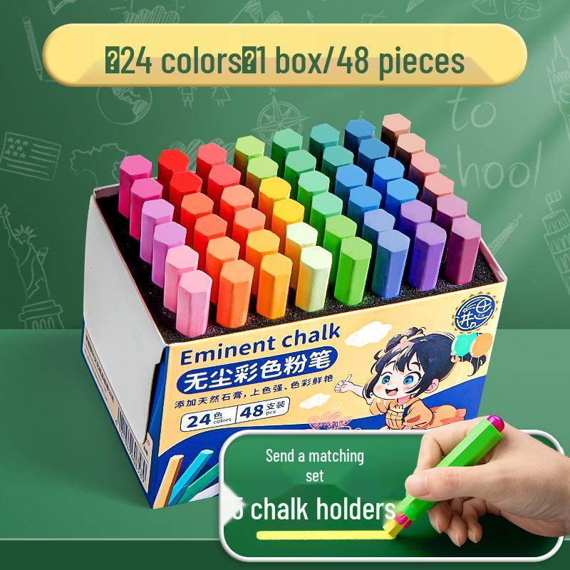 Dust-Free Bright Color Chalk for Kids - Keeps Hands Clean, Ideal for Teachers and Home Use.